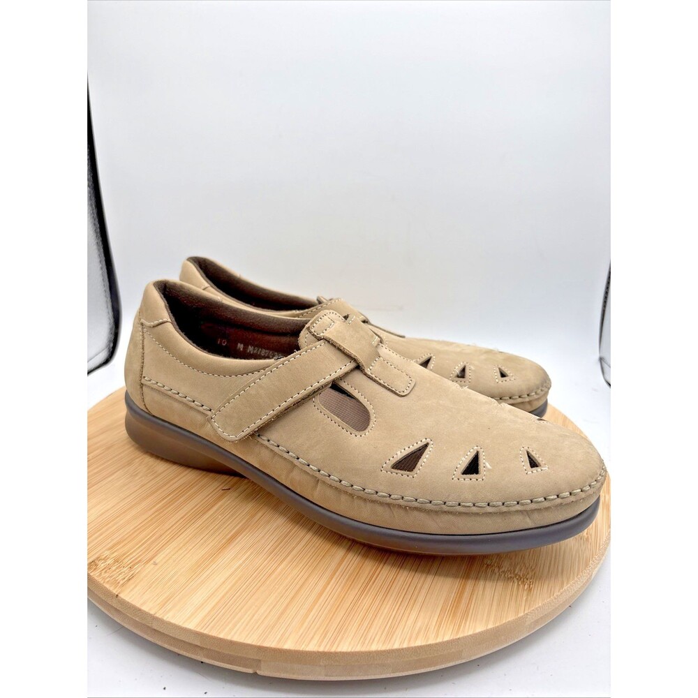 SAS Roamer Mary Jane Cutout Fisherman Comfort Shoes Tan Nubuck Leather 10M